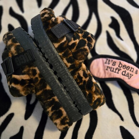 UGG Fluffita Panther/Animal/Leopard/Cheetah Platform Slipper/Sandal/Slide NWOB - Picture 2 of 16